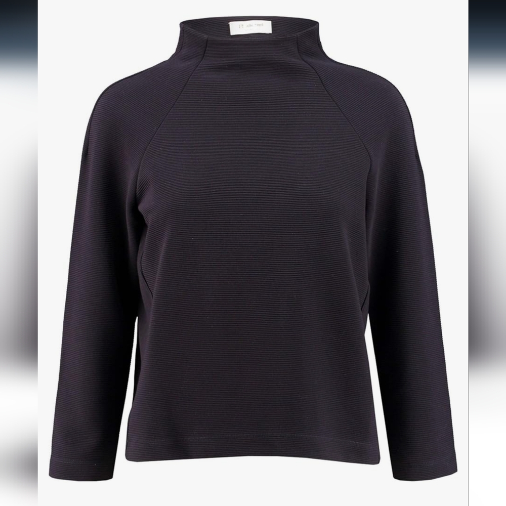 Rich & Royal Comfy Ribbed Stretch Mockneck Pullover Sweatshirt, Black, XS, EUC